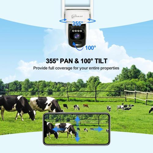 4G LTE Solar Cellular Security Camera, U.S. Local SIM&SD Card Included, No WiFi Needed, 2K Live Video, 360° Full View, Color Night Vision, PIR Motion Sensor, Flashlight&Siren Alerts