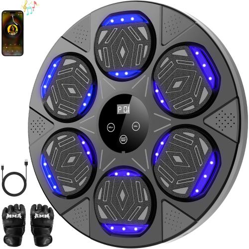 Music Boxing Machine, Boxing Wall Mount Machine for Kids Adult, Bluetooth Smart Boxing Traineing Machine with Boxing Gloves, Boxing Workout Equipment Target for Home, Office, Gym (Upgrade)