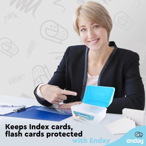 Enday Index Card Holder, 3x5 Note Flash Card Organizer Case, Stackable Index Card File with flip top, Recipe Purple, Red, Green, Blue, Grey, Pink Holder, Holds 250 Cards, Multicolor (12 Pack)