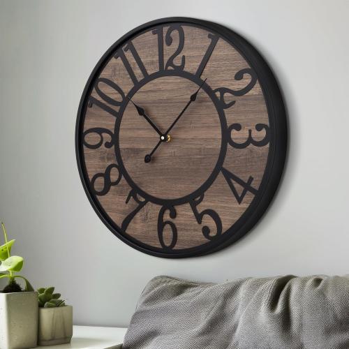 LEIKE Extra Large Wall Clock,Silent Little Ticking,Battery Operated Round Modern Wood Wall Clocks for Living Room, Bedroom,Farmhouse,Office Vintage Big Home Decor-32 Inch/80CM-Black-Arabic Number