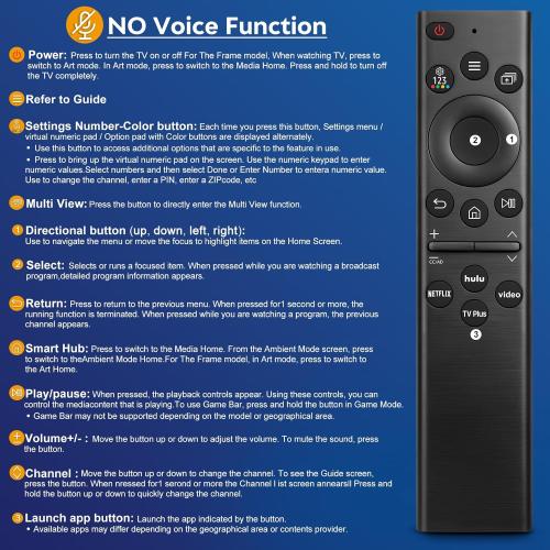 Universal for Samsung-TV-Remote-Control Replacement,Compatible with All Samsung Smart Frame Curved QLED TVs