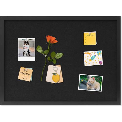 Cork Board with Linen Black,Bulletin Board 23x17, Corkboards for Office Home School Message Board or Vision Board Decoration.