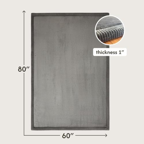Hakuna Matte CloudSoft Baby Play Mat for Floor 60 x 80 Dark Gray – Coral Velvet Memory Foam Rug for Crawling & Cozy Play – Non-Slip, Water-Resistant, Easy-Care Tummy Time Mat, Playmat for Playpen