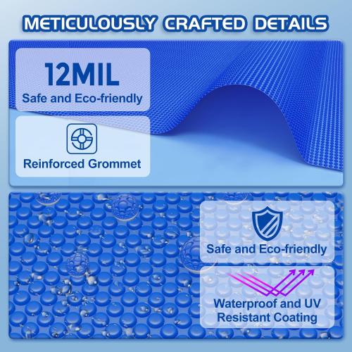 Solar pool cover measure 144*288in dimensions 32.68*22.44*11.02 thickness 16mil color blue