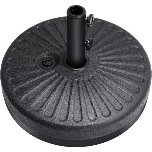 HOMSHADE 80lbs Patio Umbrella Stand, H12 Heavy Duty Base for Outdoor Market Umbrella, Fillable Weights with High-Density HDPE Material for Outside Patio(Black,Round)