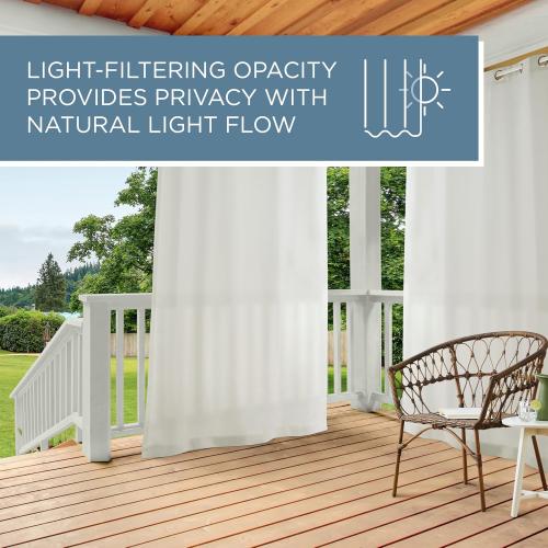 TOWN & COUNTRY BASICS Cabana Solid Heavyweight Indoor Outdoor Curtains, Light Filtering Opacity with Grommet Top, Water Repellent, 2-Pack Set, 54x96, Vanilla