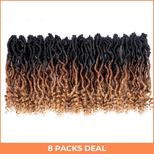 Toyotress Passion Locs Crochet Hair - 10 Inch 8 Packs Ombre Brown Blonde Faux Locs Crochet Hair Curly Ends, Short Bob Curly Locs Pre-Looped Synthetic Braiding Hair Extensions (10 Inch, OT30/27)