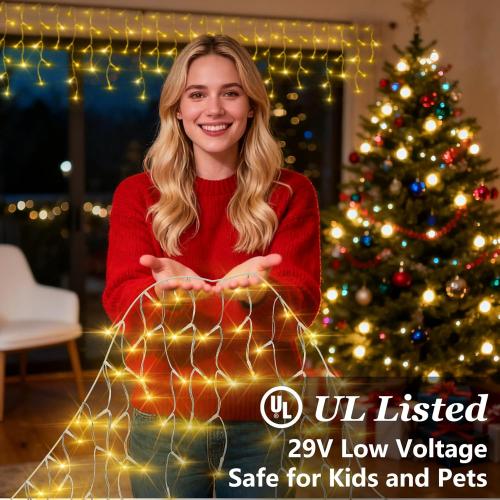 670 LED Christmas Lights Outdoor, 66ft Warm White String Lights Indoor with 148 Drops 12 Modes, Dimmable Curtain Window Lights, Waterproof Twinkle Fairy Lights with Timer for Christmas Decorations