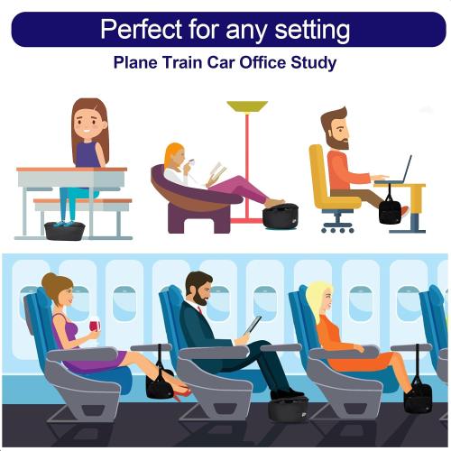 Color Black 2-in-1 Airplane Footrest Pillow - Inflatable Travel Foot Hammock & Cushioned Foot Pad for Ultimate Comfort on Flights, Travel Accessories, Portable Foot Rest for Flights