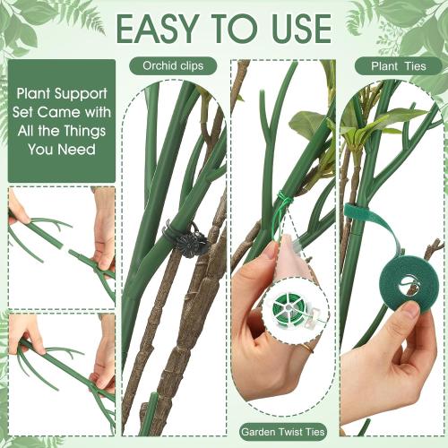 Honeydak 18 Pack Monstera Plant Support Plant Support Stakes for Indoor Plants Stackable Monstera Climbing Sticks with Orchid Clips Twist Ties for Potted Tomato Pothos Philodendron