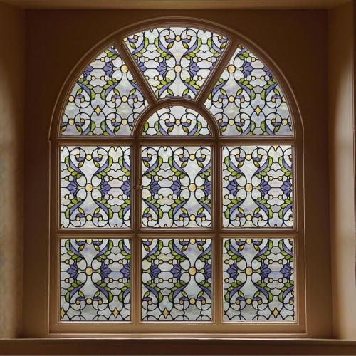 3D Stained Glass Window Film, Decorative Window Privacy Film for Bathroom,Front Door,Home, Sun Blocking Heat Control,Static Cling, Genes 23.6inch x 35.4inch