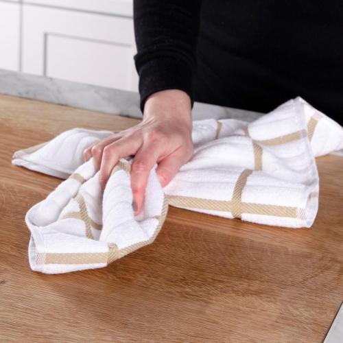 All-Clad Solid & Coordinate Kitchen Towels: Highly Absorbent, Super Soft Long Lasting 100% Cotton, 17 x 30 Tea Towels for Cleaning & Drying Dishes, Pans, Glassware, Countertops, 6-Pack, Cappuccino