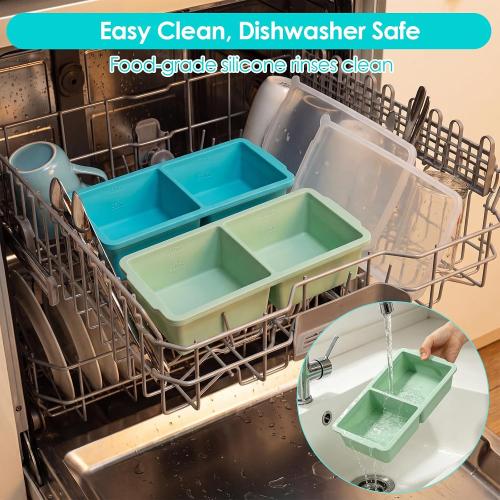 VINATO Set of 2 Silicone Freezer Containers with Lid, 500 ml