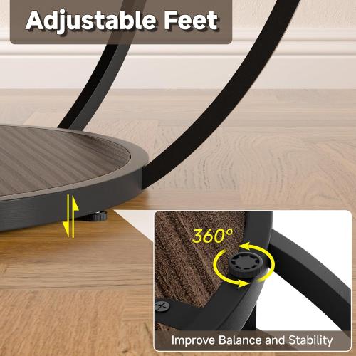 Round Coffee Table, 31 Coffee Table for Living Room Decor, 2-Tier Storage with Steel Frame, Space-Saving Wood Center Table, Modern Style Easy Assembly (Dark Coffee)