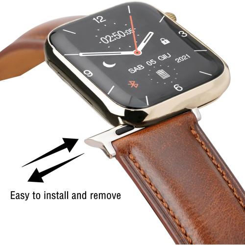 Vintage Leather Bands Compatible with Apple Watch Band 38mm 40mm 41mm 42mm 44mm 45mm 49mm,Wax Oil-tanned Leather Strap for Men Women iWatch Ultra 2/1 SE SE2 Series 9 8 7 6 5 4 3 2 1
