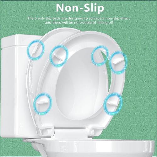 Toilet Seat Round Soft Close16.5'', Toilet Lid Slow Close Quiet No Slam, Easy Installation & Release，Safe PP Material Easy Clean, Comfortable Ergonomic Design, 2 Years Support, White Plastic