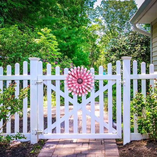 AHYS Metal Flowers Wall Decor Indoor Outdoor Metal Wall Art for Farmhouse Home Living Room Bedroom Bathroom Garden Decor – Pink