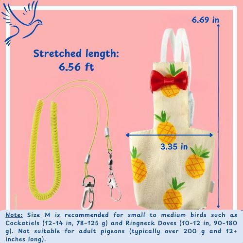 Pigeon Diaper Harness and Bird Leash Set, Birds Diapers for Pigeons and Stretch Leash Pigeon Harnesses, Diapers for Cockatiel Parrot Parakeet, Macaw Harness and Leashes, Pants (M-Yellow)