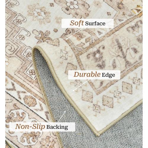 zesthome 9x12 Area Rugs,Stain Resistant Washable Rug,Ultra-Thin Rugs for Living Room,Bedroom,Non-Slip Backing Home Decor Large Area Rug (Cream/Beige,9'x12')