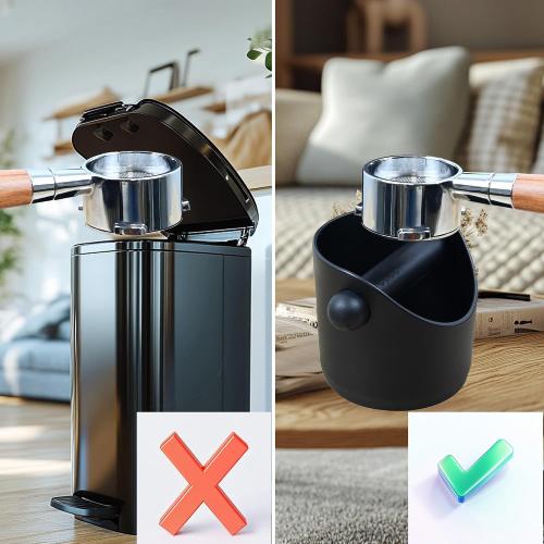 Espresso Compact Knock Box (4x4), Shock Absorbent Knock Box Non-Slip Base & Removable Rubber Knock Bar Coffee Puck Box, Durable Espresso Dump Bin for Home/Office, Dishwasher Safe