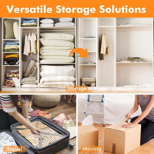 12 Pack Vacuum Storage Bags (3 Jumbo, 3 Large, 3 Medium, 3 Small),Plastic Packaging Bags,Space Saver Sealer Compression Bags with Travel Hand Pump for Blankets, Comforters, Pillows, Clothes Storage