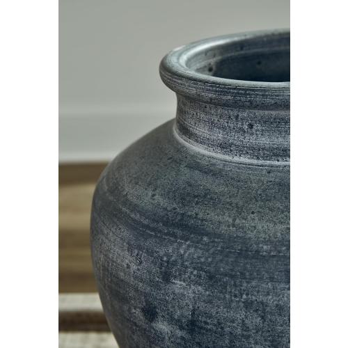 Signature Design by Ashley Meadie Traditional Indoor Terra Cotta Tabletop Vase with Wide Mouth, Blue