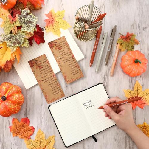24 Sets Thanksgiving Gifts Bulk Thanksgiving Party Favors Fall Ballpoint Pen Autumn Greeting Thank You Poem Cards Motivational Fall Gifts for Coworkers Employee Teacher Women Friends