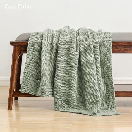 CozeCube Sage Green Throw Blanket for Couch, Soft Cozy Cable Knit Throw for Bed Sofa Living Room, Lightweight Warm Decorative Farmhouse Christmas Blanket, 50x60, Sage Green