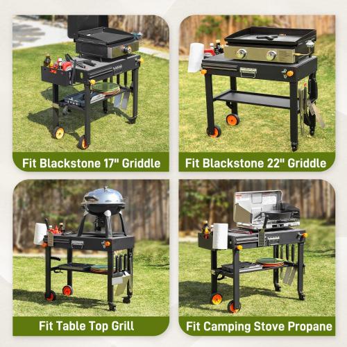 Portable Outdoor Grill Table, Blackstone Grill Stand Solid and Sturdy 31W x 17D, Movable Kitchen Cooking Prep BBQ Cart with Wheels, Folding Cart for Ninja, Blackstone Griddle 17/22 etc