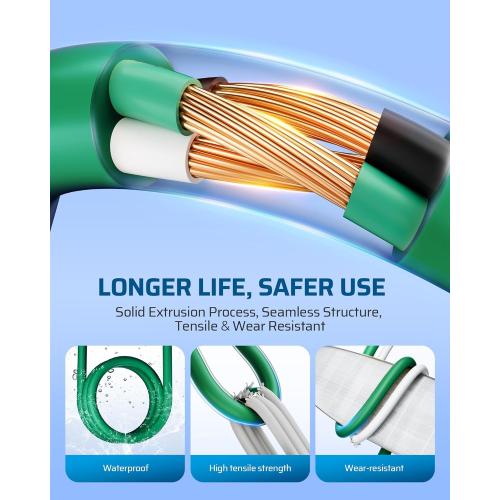 DEWENWILS 25Ft Outdoor Extension Cord, Evenly Spaced 3 Outlets Plugs with Safety Cover, 16/3 SJTW Weatherproof Wire for Outdoor String Lights, ETL Listed