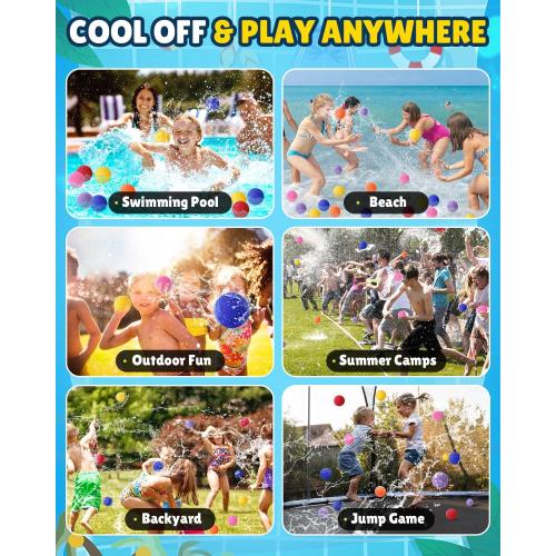 Reusable Water Balloons - 90 PCS Refillable Water Balls for Kids Outdoor Toys Games, Summer Pool Toys Water Play Splash Balls for Backyard Lawn Beach Fun Games for Boys Girls
