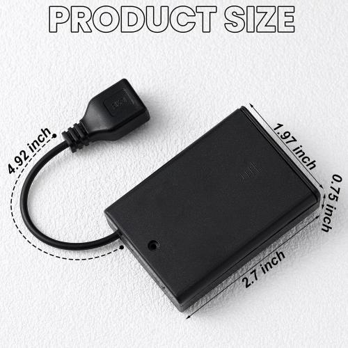 Copkim 6 Pcs USB Battery Pack for LED Lights, USB to Battery Pack for Plug in Lights, 5v Portable 3 Aa Holder Box with Switch for Neon Signs Indoor Outdoor Party Decor (Black)