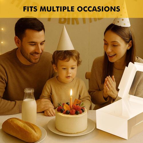 RACETOP 24pcs Cake Boxes with Window, 10x10x5 Inches White Bakery Boxes, Cookie Dessert Boxes, Pastry Box, Square Cardboard Cake Box for Cake, Birthday Party, Donuts, Wedding