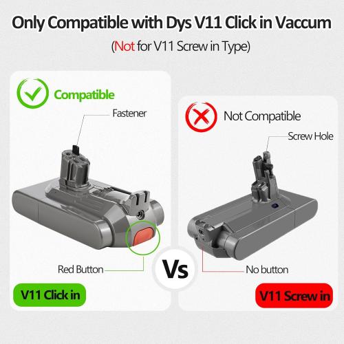 25.2V 6.0Ah Battery Replacement for DYS V11 Battery, Compatible with DYS Cordless Vacuum Battery V11 Torque Drive,V11 Click-in,V11 Torque Drive Extra（NOT FIT V11 SV14 Screw-in Type）