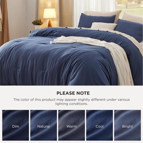Bedsure King Size Comforter Set, Navy Soft Prewashed Bedding for All Seasons, 3 Pieces GentleSoft™ Warm Down Alternative Bed Set, 1 Lightweight Comforter (104x90) and 2 Pillowcases (20x36)