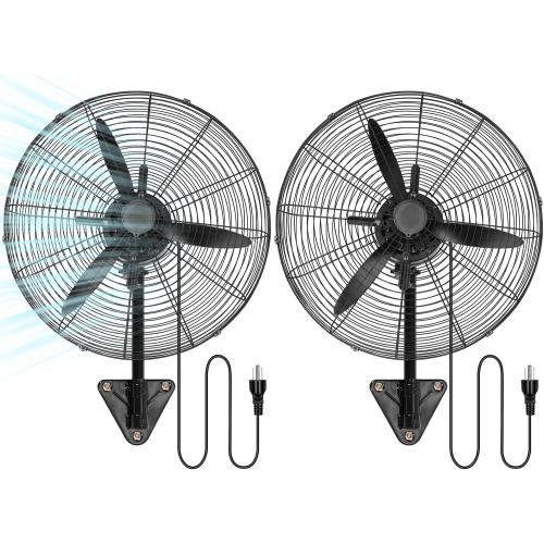 Aurelema 2 Set 22 Inch Wall Mount Fan Oscillating Industrial Heavy Duty Metal 3 Speed Fan, 7500 CFM High Velocity Cooling Powerful Airflow for Commercial Residential Garage Warehouse Workshops Factory