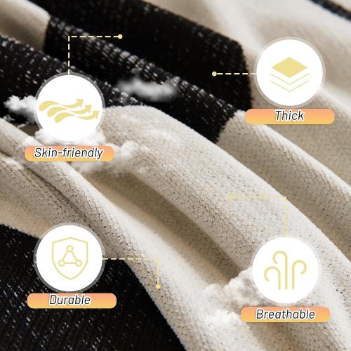 MYSKY HOME Boho Couch Cover Super Soft Couch Covers for 2-3 Cushion Couch Sofa, Modern Black Jacquard Sofa Slipcover Loveseat Futon Cover, Couch Covers for Sectional Sofa, 71 x 118, Black Curve
