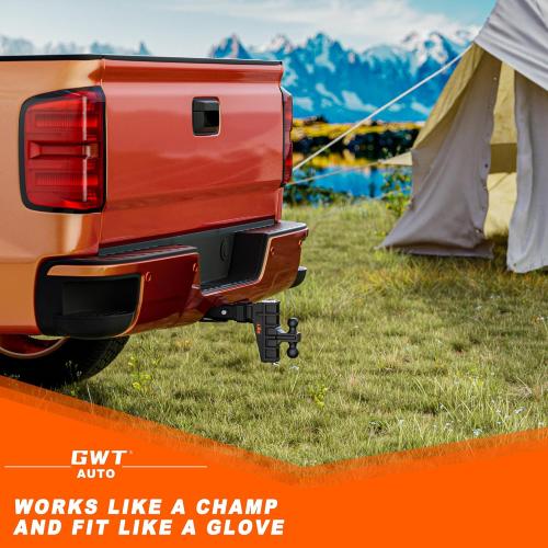 Dual-Ball Adjustable Trailer Hitch(2&2-5/16), Fits 2-Inch Receiver, 6 Inch Drop/Rise Drop Cushioned Hitch, 25,000 LBS GTW-Tow Hitch for Truck, Solid Ball Mount, Black, Heavy Duty
