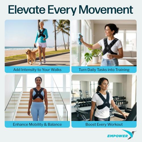 EMPOWER Weighted Vest for Women with Reflective Strips – Fixed 8lbs, Adjustable 4-10lbs (4 in1) or Adjustable10-16lbs (4 in 1), Strengthen Muscles, Boost Bone Health, and Burn More Calories for Workout - Rucking Vest