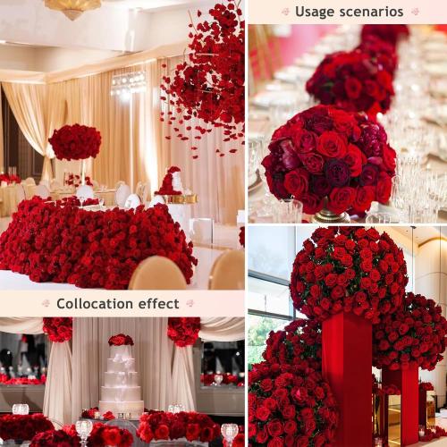 Alecono Red Roses 20Pcs - 4in Real Touch Artificial Roses, Velvet Soft Fake Flowers with Long Stems for Mother’s Day, Wedding Centerpieces, DIY Home Decor