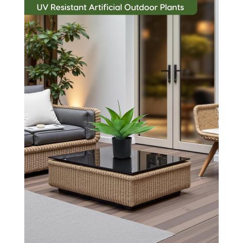 Velener Fake Agave with Black Pot, Artificial Plant Outdoor Agave - Fake Plants for Indoor and Outdoor Decor(15 Inch)