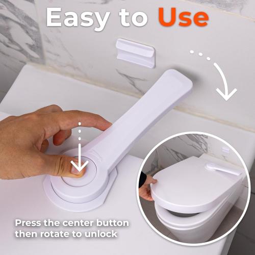 2-Pack Toilet Locks Baby Proof - Toilet Seat Locks for Toddlers with Adhesive - Toilet Latches Child Safety - No Tools Required