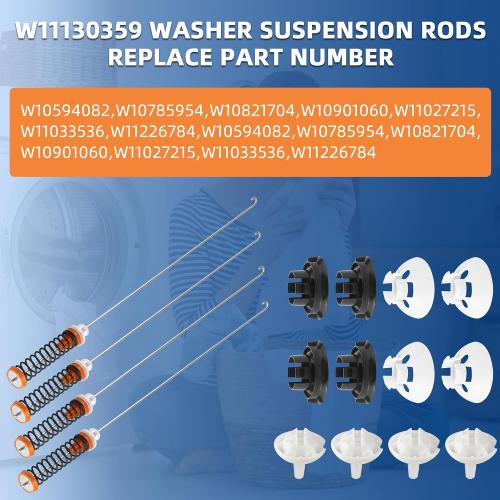 W11130359 MVWB765FW3 MVWB765FW4 WTW7500GC2 Washer Suspension Rod Kit Compatible for Whirl.pool May.tag Ken.more Cros.ley 7MWTW7000EW0 7MWTW7300EW0 MVWB765FW4 MVWB765FW3-BY MIFLUS