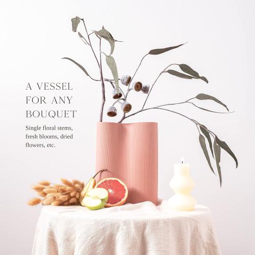 Size 9 Color pink Luxe Infinity Pink Ceramic Vase, 9' Modern Boho Flower Vase for Decor