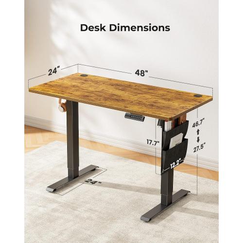 Marsail Standing Desk Adjustable Height Home Office Desk,48x24 Inch Electric Standing Desk, Stand up Desk with Storage Bag,Headphone Hook for Computer Workstations Desk 4 Memory Preset