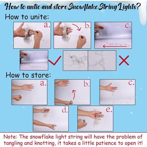 2 Packs 100 LED Christmas Snowflake String Lights Hanging Decorations - Winter Wonderland Lighted Decor for Holiday Xmas Indoor Outdoor Party Supplies (42.6ft,Batteries Not Included)