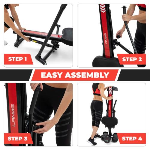 Lanos Hydraulic Rowing Machine | Adjustable Resistance | Rowing Machines for Home Use | LCD Monitor | Compact for Home Workout | Tone Muscle Improve Heart Health