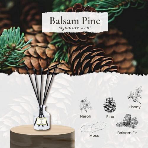 PRISTINE Balsam Pine & Fir Wood Fragrance Reed Diffuser, Oil & Room Diffusers with Reeds Stick Set | Refreshing Home Fragrance Scent Diffuser