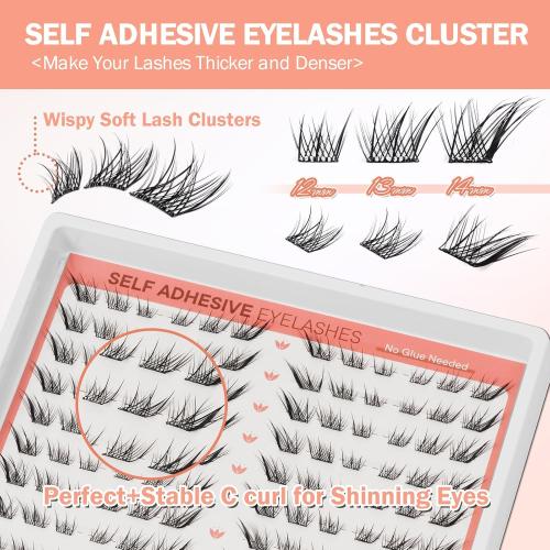 Self Adhesive Lash Clusters, Manga Eyelash Clusters Spiky Cluster, Fairy Lashes Cluster, Eyelash Clusters Extension Pre Glued No Glue Needed No Remover No residue, Anime Clusters for Beginner