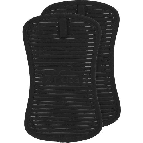 All-Clad Premium Pot Holder & Hot Pad: Heat Resistant to 500 Degrees - 100% Cotton, 10x6.25 Hot Pad for Kitchen and Barbeque, (2-Pack), Black